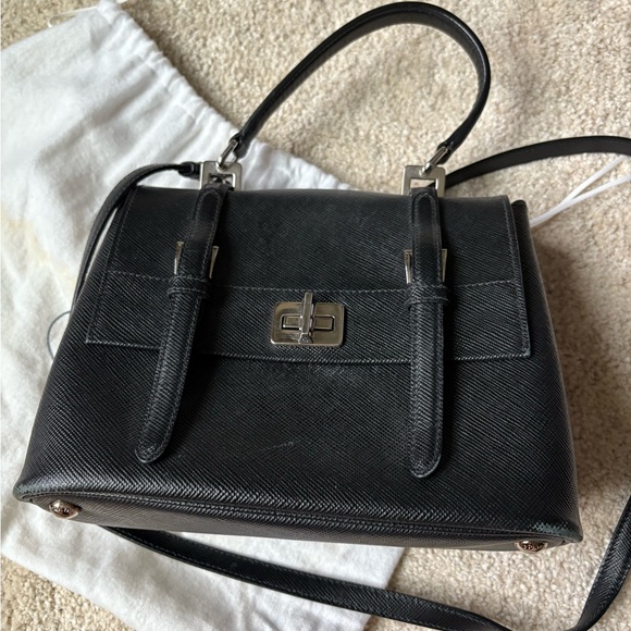 ✨GENUINE✨ PRADA Leather Black Saffiano Small 2015 Satchel - Picture 2 of 9